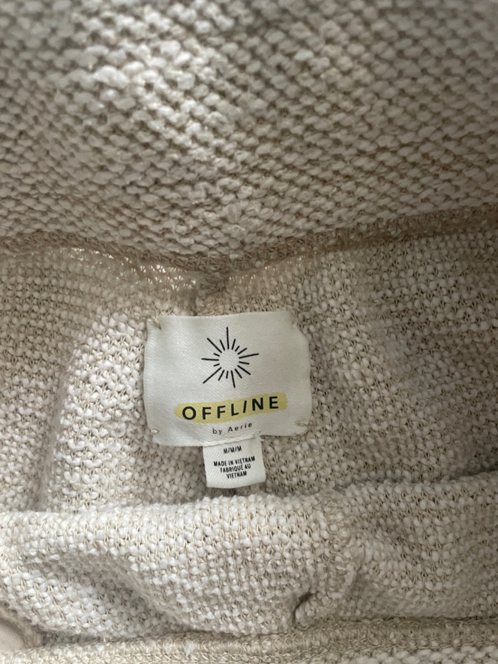 aerie OFFLINE Cream Knit Lounge Joggers Woven Material - Picture 2 of 6
